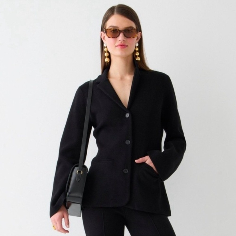 J.Crew Eloise Sweater-Blazer Black Knit Cardigan Jacket BQ788 Womens Medium